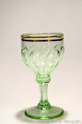 C.  1902 Nestor By Northwood Glass Apple Green Uranium H.  P.  Wine Stem