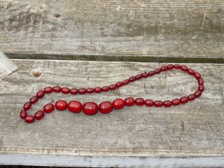 Graduated Art Deco Cherry Amber Bakelite Beads 109 Grams - 28 " & Loose Beads