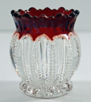 Mckee And Bros.  " Prize " No.  500 Toothpick - Clear With Ruby Stain