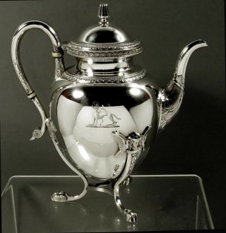 Tiffany Sterling Silver Coffee Pot C1860 Coat Of Arms