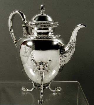 Tiffany Sterling Silver Coffee Pot c1860 Coat of Arms 2