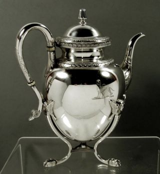 Tiffany Sterling Silver Coffee Pot c1860 Coat of Arms 3