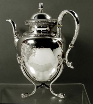 Tiffany Sterling Silver Coffee Pot c1860 Coat of Arms 4