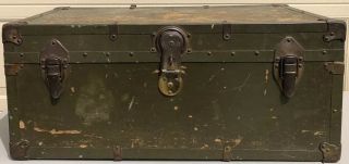 Vintage Army Green Foot Locker Storage Military Trunk Upcycle To Coffee Table