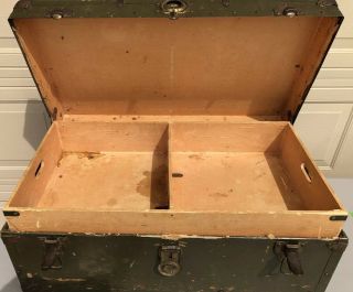 Vintage Army Green Foot Locker Storage Military Trunk Upcycle to Coffee Table 3