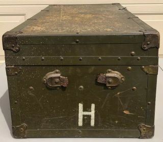 Vintage Army Green Foot Locker Storage Military Trunk Upcycle to Coffee Table 7