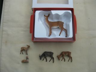 Preiser Elastolin Germany Red Deer Doe & Fawns Plastic 1:25 Scale Zoo Animals