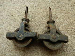 Reclaimed Old Cast Iron Screw In Double 1.  5 Wheel Pulley Set Of Two