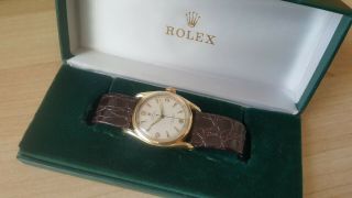 Gent ' s Vintage 9ct 1952 Rolex Oyster Perpetual Chronometer 6090,  Box & Receipts 2