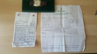 Gent ' s Vintage 9ct 1952 Rolex Oyster Perpetual Chronometer 6090,  Box & Receipts 5