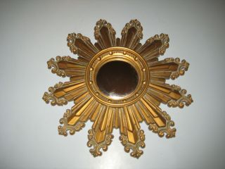 Vintage Mid Century A Cameo Creation 10 " Sunburst Convex Mirror Wallhanging