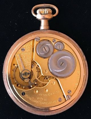 Antique 1915 ELGIN 7 Jewel Size 16S Open Face Gilt Pocket Watch Serial 18278945 5