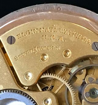 Antique 1915 ELGIN 7 Jewel Size 16S Open Face Gilt Pocket Watch Serial 18278945 6