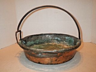 Antique Copper Jam / Preserving Pan Arched Handle W/ Spout Cooking Pot