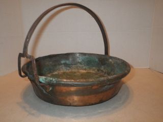 ANTIQUE COPPER JAM / PRESERVING PAN ARCHED HANDLE W/ SPOUT COOKING POT 4