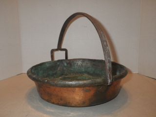 ANTIQUE COPPER JAM / PRESERVING PAN ARCHED HANDLE W/ SPOUT COOKING POT 5