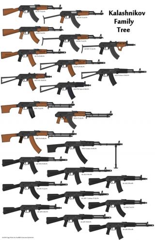 Big Color Poster Soviet Russian The Kalashnikov Family Of Rifles 7.  62x39 Buy Now