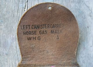 RARE WW1 U.  S.  ARMY CAVALRY LEATHER SADDLE HORSE GAS MASK CANISTER POUCH - LEFT 3