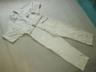 US Army WW2 SHERMAN TANKER NAME STENCILED HBT TANK COVERALLS 42R Vtg Suit RARE 3