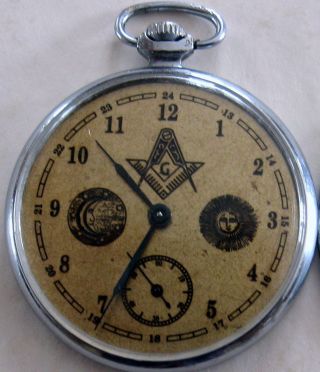 Cccp Soviet Ussr Russian Vintage Watch " Molnija " With Masonic Symbols Work Rare