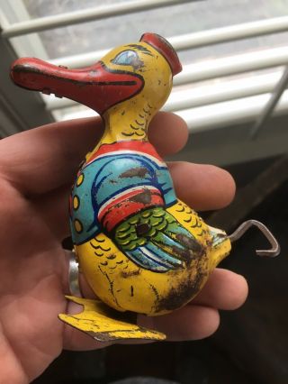 Vintage J.  Chein & Company Tin Lithograph Wind Up Toy Duck Bird York Rare