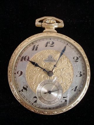 Antique Omega Open Face 15 Jewel Pocket Watch Gold Filled Parts