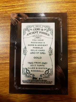2017 Topps Allen and Ginter Framed Mini Gems and Ancient Fossil Relic GAFG Gold 4