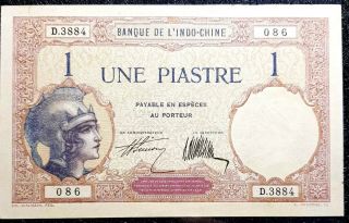 1921 Ancient Vietnam (indochina) 1 Piastre Banknote Unc Rare (, 1 B.  Note) D3324