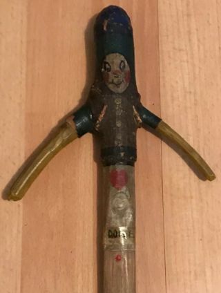 Hand Carved & Hand Painted Folk Art Wood Dagger Dated 1918 with Short Poem 3