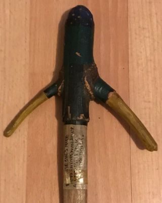 Hand Carved & Hand Painted Folk Art Wood Dagger Dated 1918 with Short Poem 4