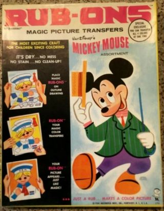 Vintage Hasbro Rub - Ons Mickey Mouse 2751 1964 Unplayed With