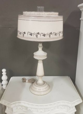 Vintage Metal Tole Table Lamp - Grapevine Design