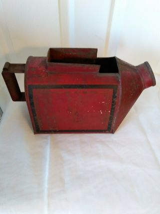 Antique Watering Can,  1800s,  1 Gallon Size Red With Art Nouveau Decoration,  Rust
