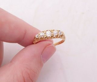 18ct Gold Old Mine Cut Diamond Ring,  5 Stone Victorian 1899