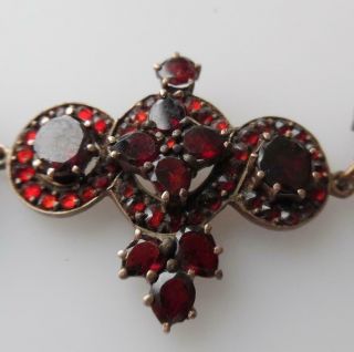 Victorian Antique Flat Topped Bohemian Garnet Gold on Silver Necklace (RR3 11