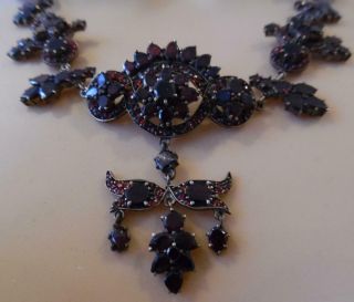 Victorian Antique Flat Topped Bohemian Garnet Gold on Silver Necklace (RR3 3