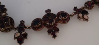 Victorian Antique Flat Topped Bohemian Garnet Gold on Silver Necklace (RR3 7