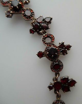 Victorian Antique Flat Topped Bohemian Garnet Gold on Silver Necklace (RR3 9