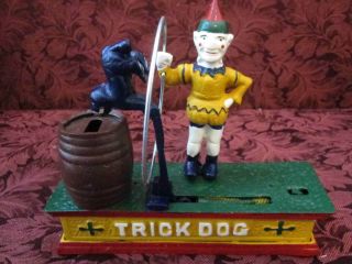 8rw8 TRICK DOG CAST - IRON MECHANICAL BANK WITH BOX 2