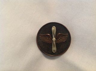 Ww1/post Ww U.  S.  Aviator Collar Disc,  Screwback,  Bronze & Silver Construction