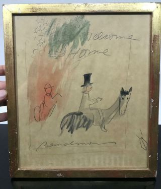 Antique Derby Race Horse Welcome Home Equestrian Dressage Art Drawing