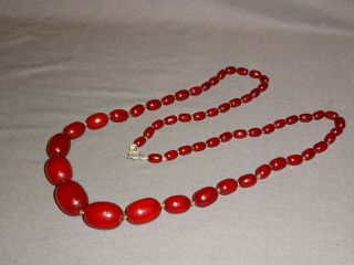 Long Graduated Art Deco Cherry Amber Bakelite Beads 79 Grams - 36 " / 3ft