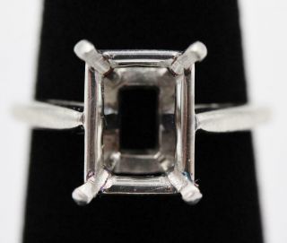 Heavy Vintage Platinum Engagement Mount For 9.  7mm By 7.  7mm Diamond Or Gemstone