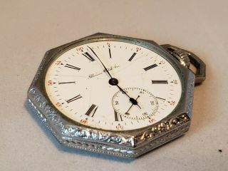1911 Illinois 12s Grade 228 15j Open Face Pocket Watch Octagon Case Runs Good