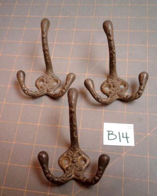 3 Antique Cast Iron 3 Prong Hat And Coat Hooks 1890s Era Antiques