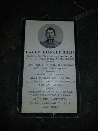 Rare Wwi Italy Italian Death Card