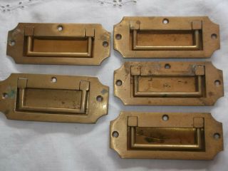 Set Of 5 Antique Style Brass Military Handles
