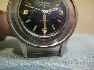 VINTAGE STAINLESS BLANCPAIN AQUA LUNG FIFTY FATHOMS 1000 FEET DIVERS WATCH 3463 2