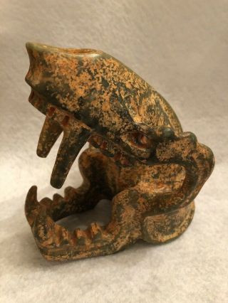 Ancient Excavated Carved Jade Saber Tooth Skeletal Statue