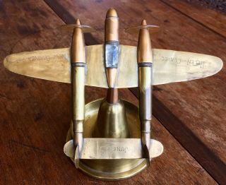 Wwii Trench Art Plane Japanese Naval Shell Marked Guinea 1943 - 4 Helen - Claude